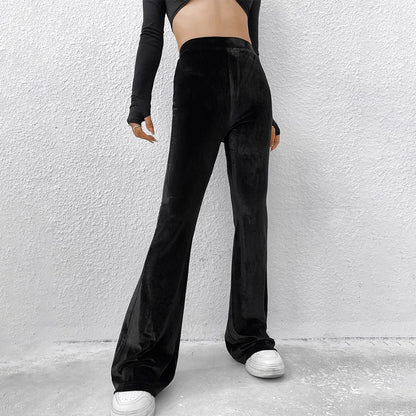 Damen Samthose aus Samt Flared Schwarz - Eveloria
