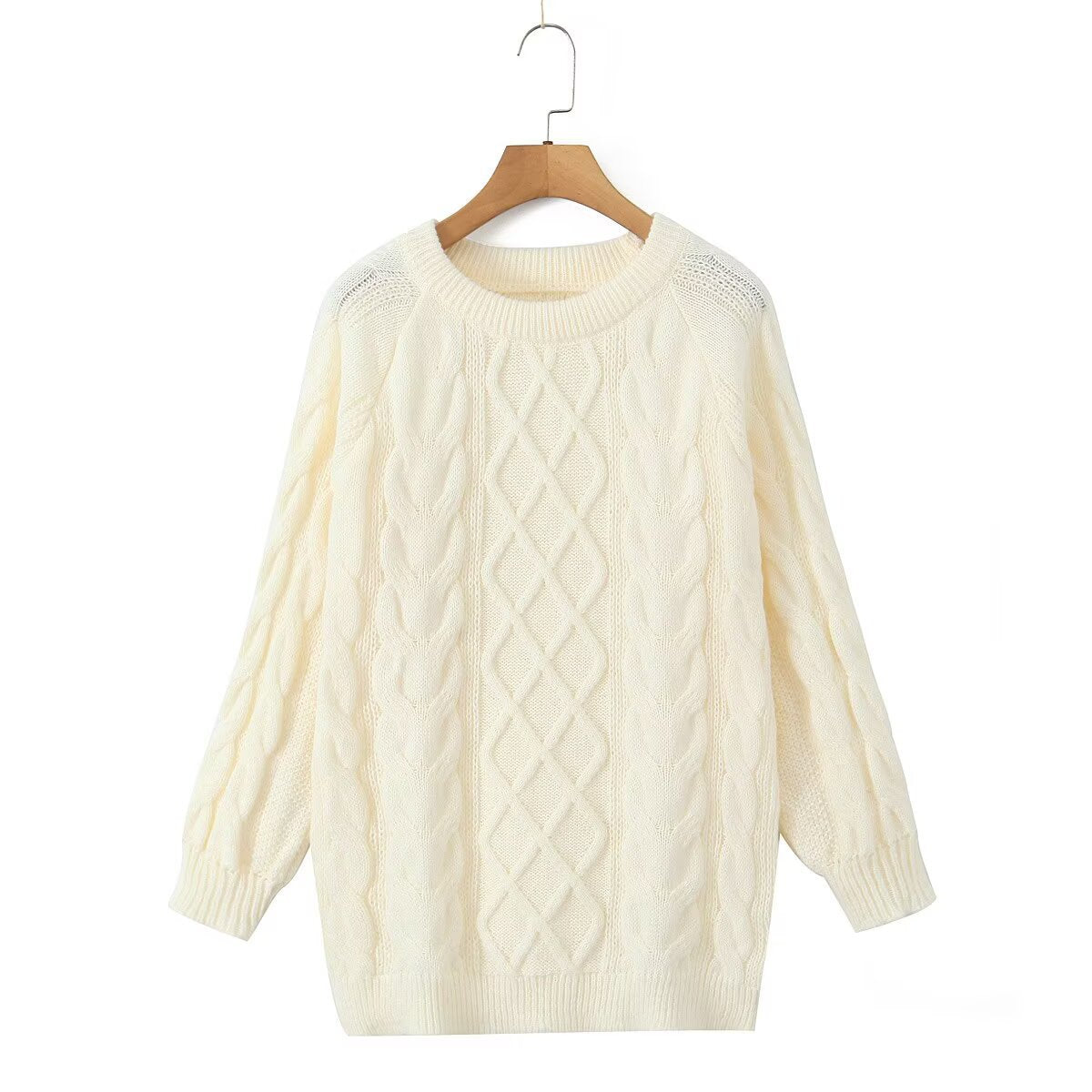 Damen Pullover Strick Zopfmuster Eveloria