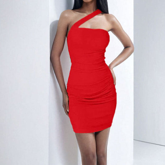 Damen Minikleid Asymmetrisch Gerafftes Oberteil Eveloria - Eveloria