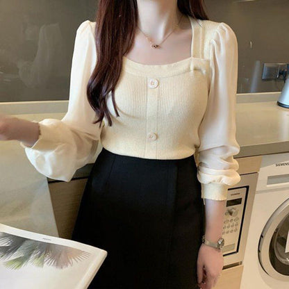 Damen Oberteil Puffärmel Eveloria
