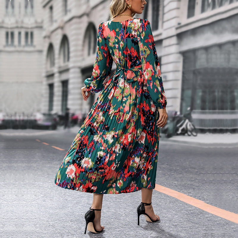 Damen Maxikleid Florales Design Eleganter Schlitz