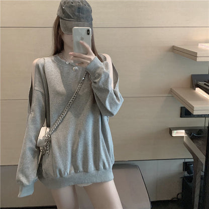 Damen Oversized Pullover Offene Schultern Modern