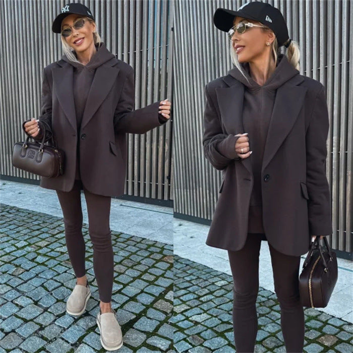 Damen Blazer mit Kapuze und Hose Elegant