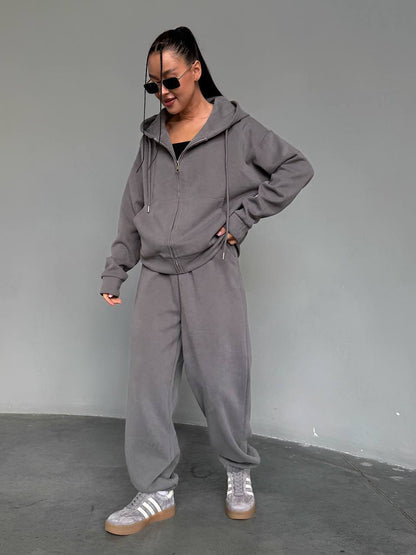 Damen Hoodie-Jumpsuit Lässig Reißverschluss Eveloria