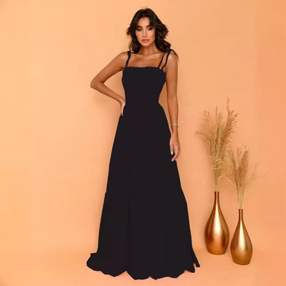 Damen Maxikleid Elastisch Verspieltes Bindeband Eveloria