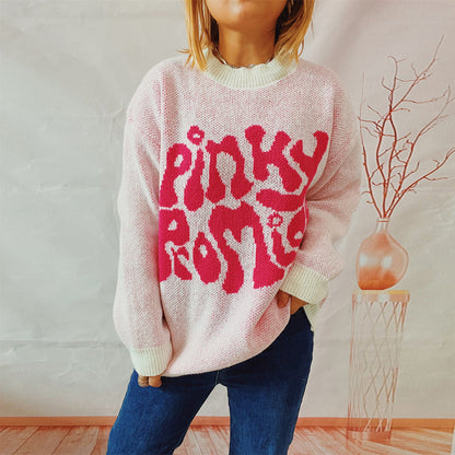 Damen Pullover mit Textdesign Grau