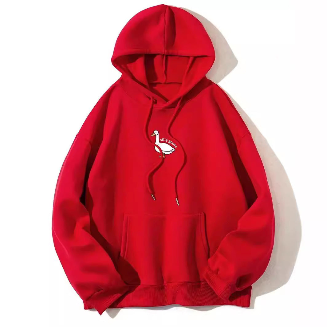 Damen Kapuzenpullover Gänsemotiv Weiches Fleece Innen Eveloria