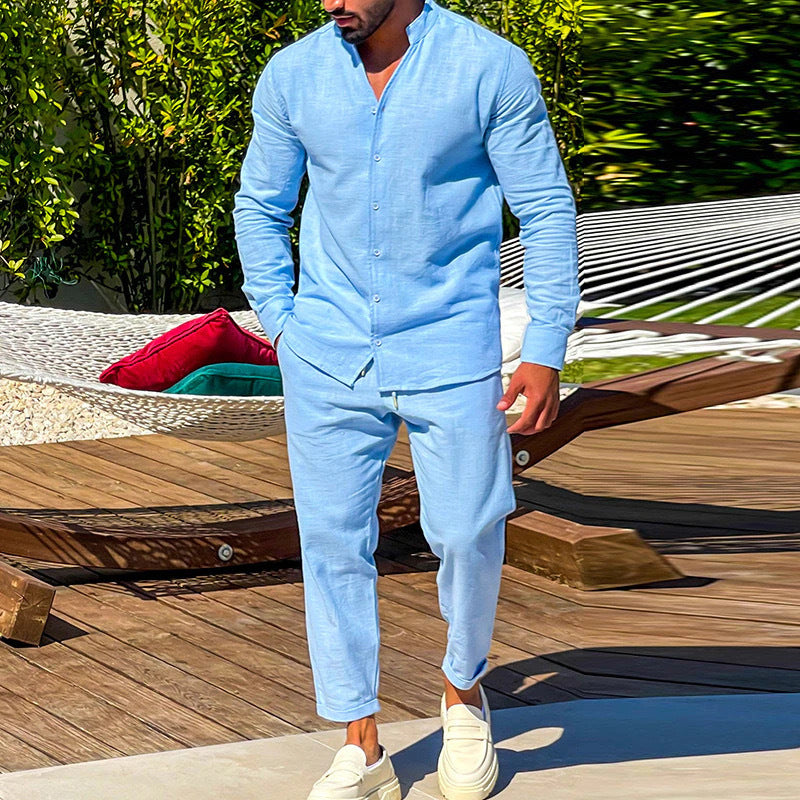 Herren Leinenanzug Luftig Beige