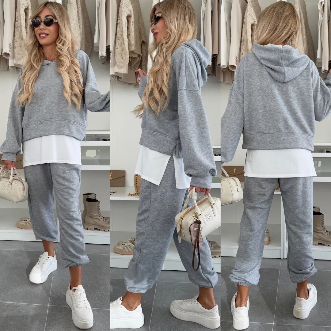 Eveloria Damen Hoodie Jogginghose Set Kurz elastisch Schwarz - Eveloria