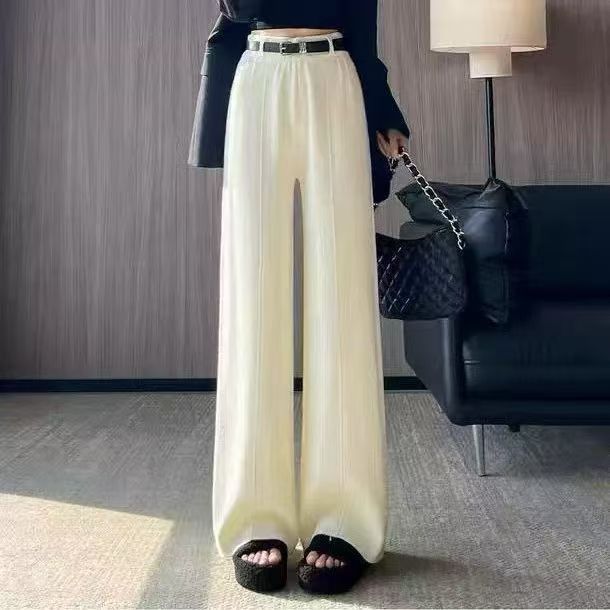 Damen Weite Pantalons Hochbund Seidenfinish Eveloria