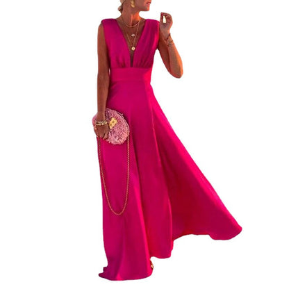 Damen Maxikleid mit V-Ausschnitt und Blumenmuster
