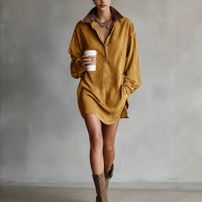 Damen Hemdblusenkleid mit Kragen und modernem Schnitt Eveloria