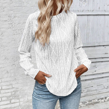 Damen Langarmshirt Dekoratives Strickmuster Eveloria