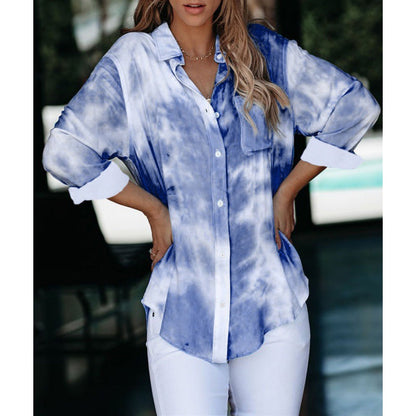 Damen Hemdbluse Batikdesign Modern Lässig Eveloria