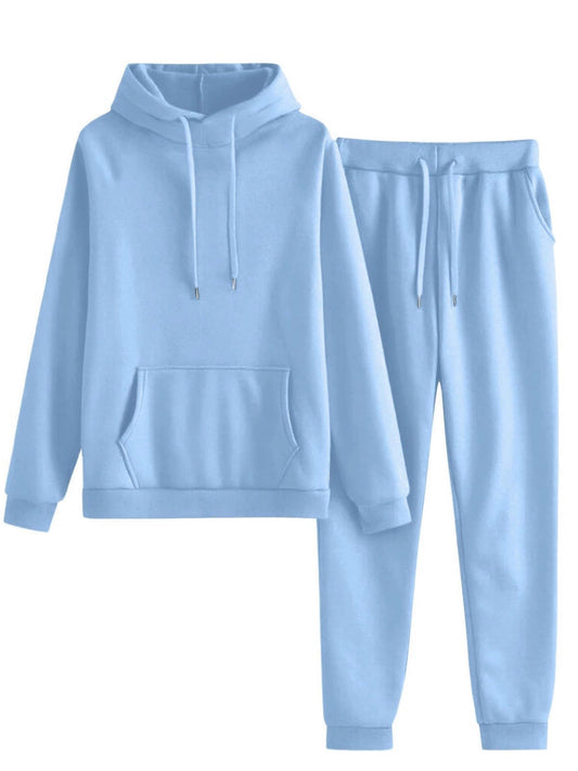 Damen Hoodie Jogginghose Set Lässig Mit Taschen Schwarz Eveloria - Eveloria