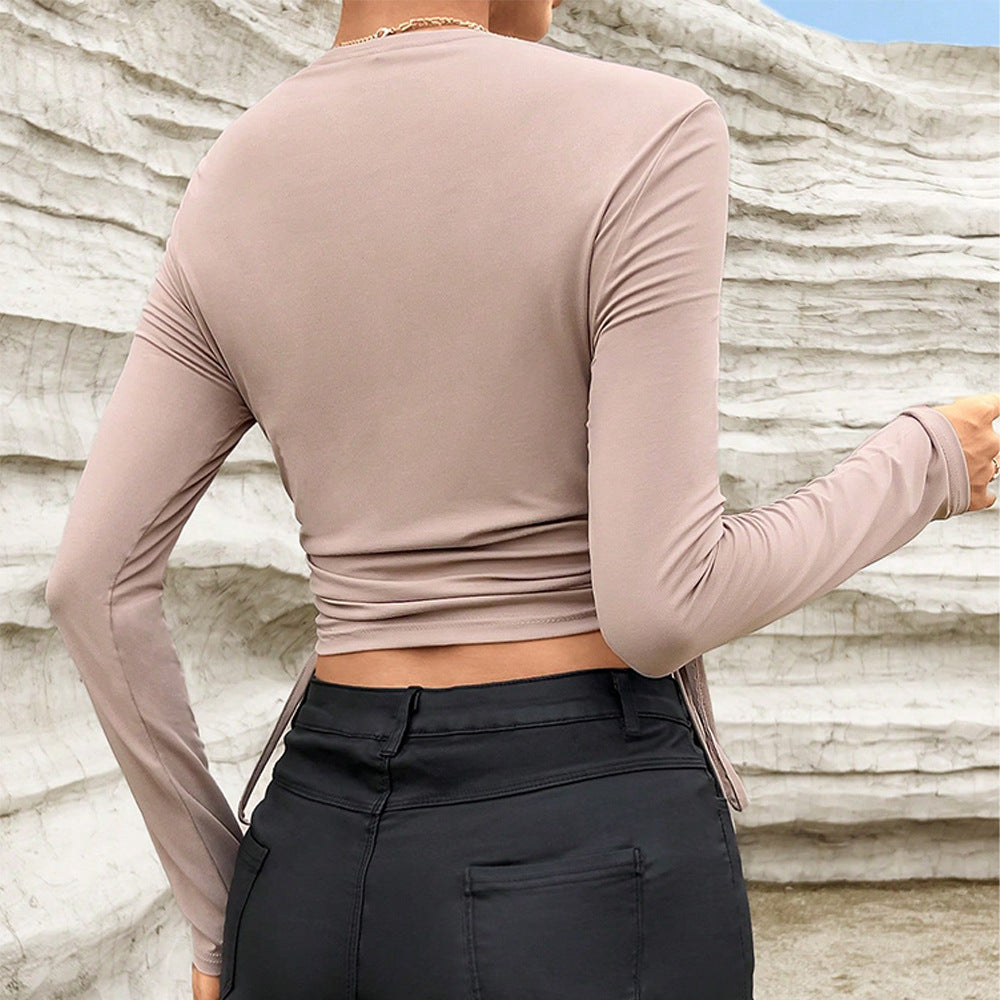 Damen Oberteil Asymmetrisch Rüschendetail
