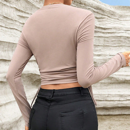 Damen Oberteil Asymmetrisch Rüschendetail