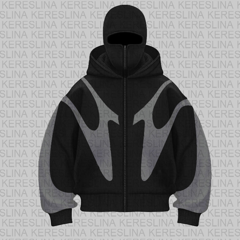 Damen Kapuzenjacke Kontrastfarben Hochkragen Eveloria