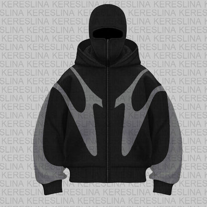 Damen Kapuzenjacke Kontrastfarben Hochkragen Eveloria