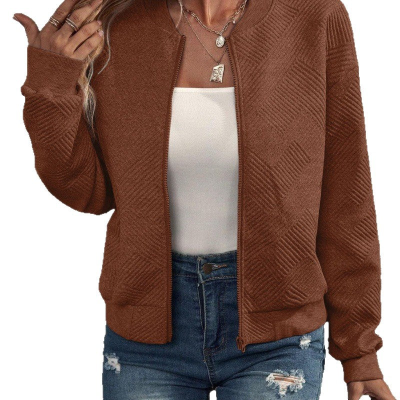 Damen Sweatjacke Strukturiert Reißverschluss Eveloria