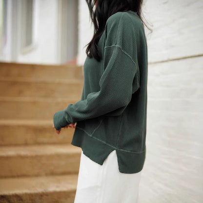 Damen Rippstrickpullover Lässig Eveloria