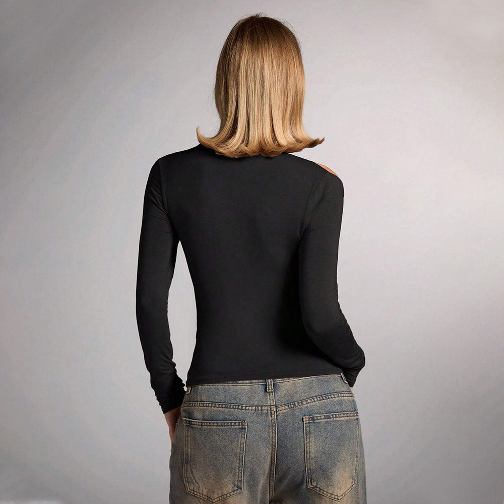 Damen Oberteil Asymmetrischer Schnitt Knoten-Detail Eveloria