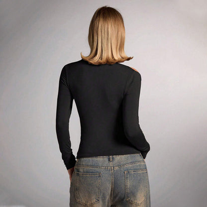 Damen Oberteil Asymmetrischer Schnitt Knoten-Detail Eveloria