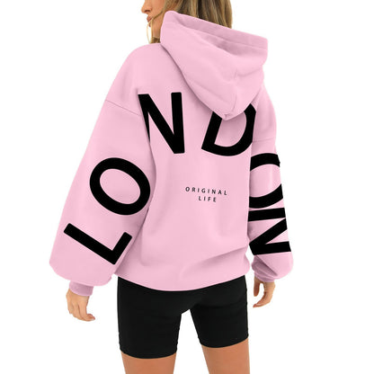 Damen Oversized Hoodie London-Print Trendig Eveloria