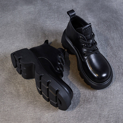 Eveloria Damen Stiefel Echtes Leder Hoher Schaft Dicke Sohle