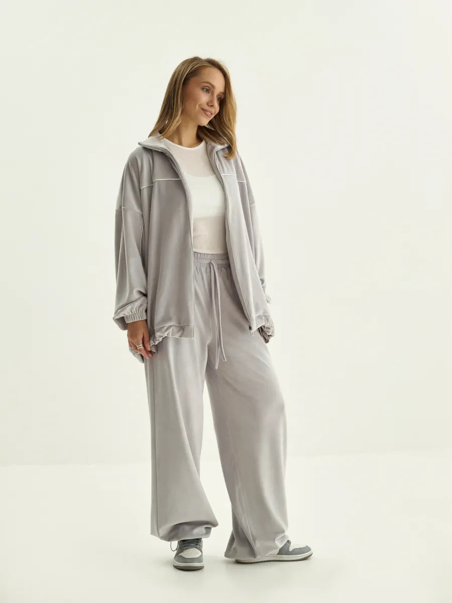 Damen Fleecejacke mit hohem Kragen und weiten Ärmeln Eveloria