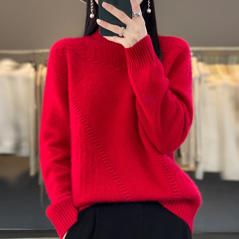 Damen Strickpullover Strukturiert Asymmetrisch Eveloria