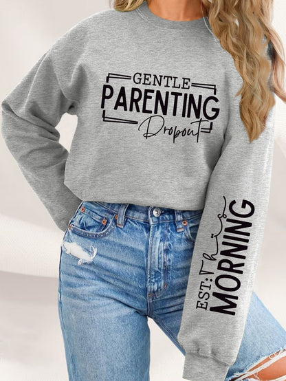 Damen Sweatshirt Elternschaftsmotiv Lässig Grau Eveloria