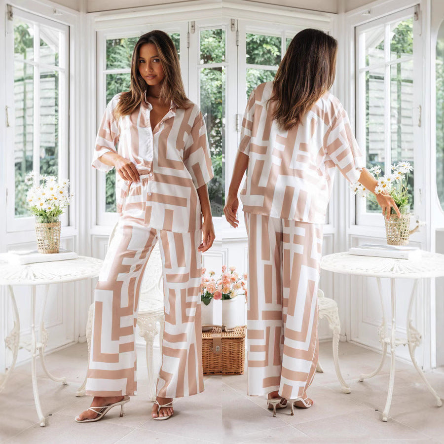 Damen Lounge-Anzug Geometrisches Muster Eveloria - Eveloria