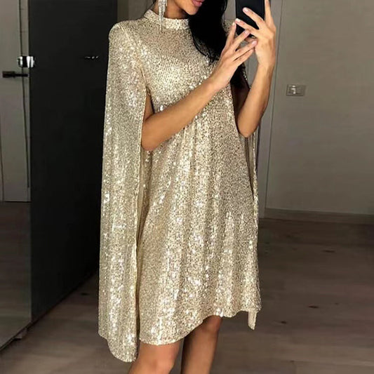Eveloria Damen Abendkleid Glitzernd Weitschnitt Schwarz - Eveloria