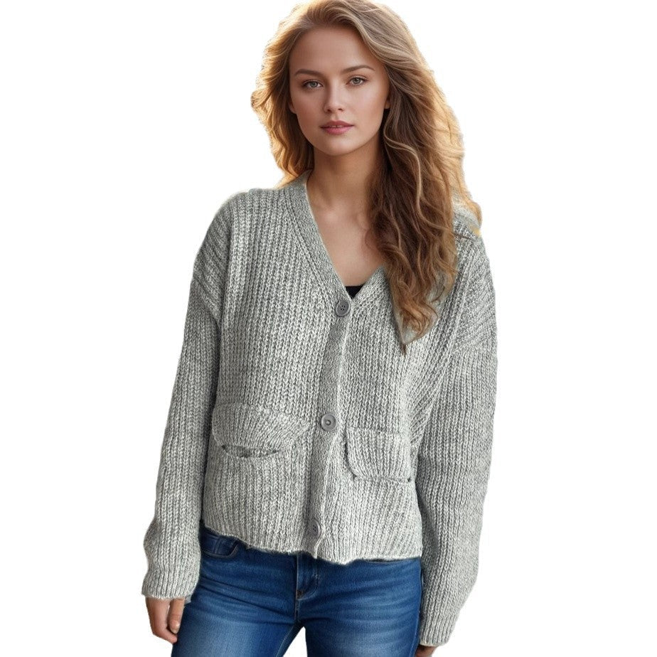 Damen Strickcardigan mit Taschen und breiten Ärmeln Eveloria