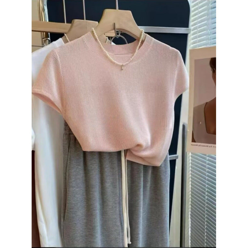 Damen Strickshirt Kurzarm Eveloria