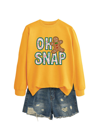 Damen Sweatshirt Lebkuchenmann Motiv Funckelnder Schriftzug Grau