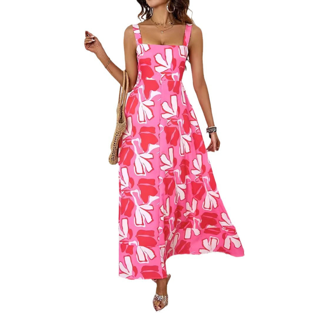 Damen Maxikleid Floralmuster Raffinierte Träger Eveloria
