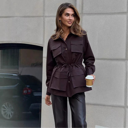 Damen Utility-Weste Lässig Praktische Taschen Verstellbarer Kordelzug - Eveloria