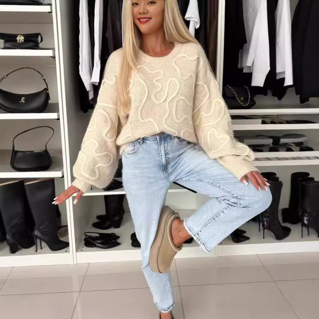 Damen Strickpullover Künstlermuster Eveloria