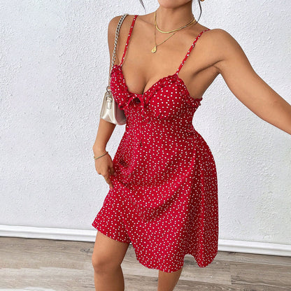 Damen Minikleid Luftiger Schnitt Rüschendetail Eveloria - Eveloria