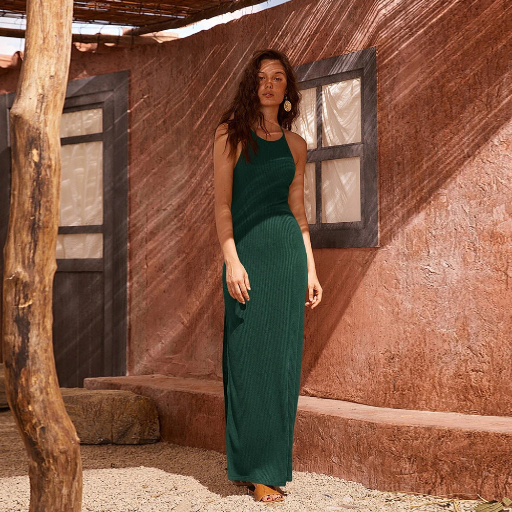 Damen Maxikleid Rippstruktur Figurbetont Eveloria