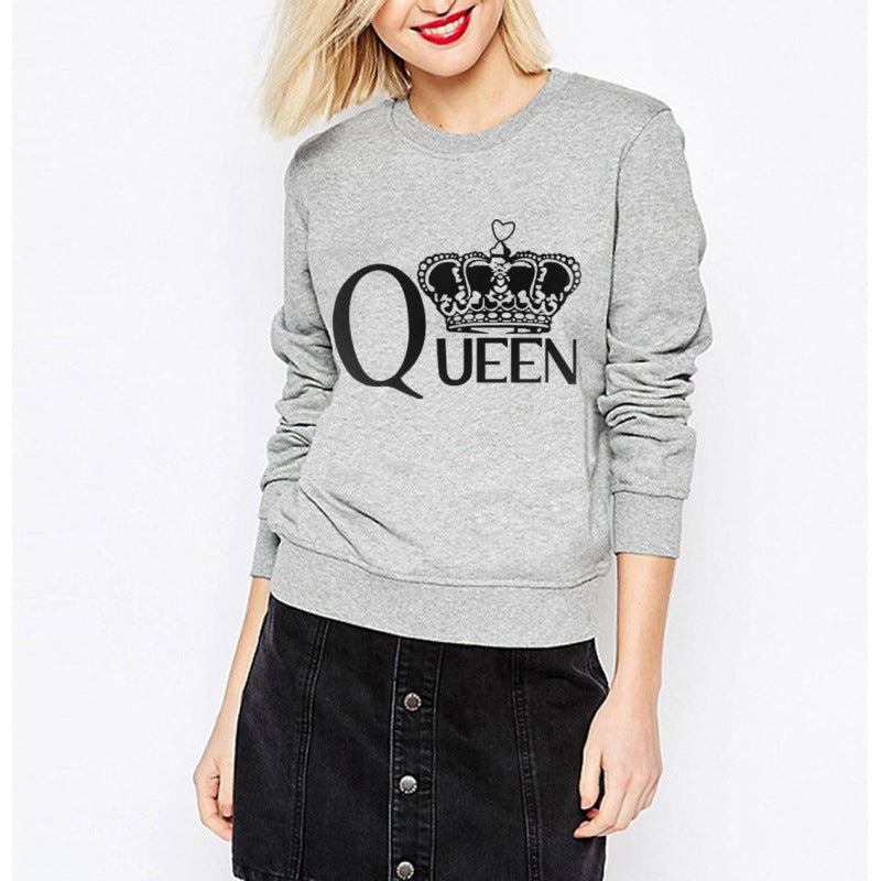 Damen Sweatshirt Königlicher Aufdruck Eveloria Grau
