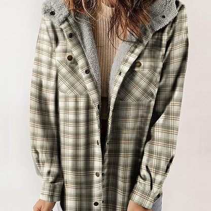 Damen Flanelljacke Gefütterte Kapuze Eveloria