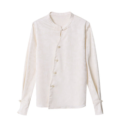 Damen Bluse mit Knöpfen und Stehkragen