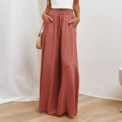 Damen Maxihose Elastischer Bund Taschen Beige