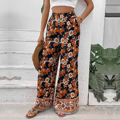 Damen Blumenhosen Weite Baumwolle Eveloria