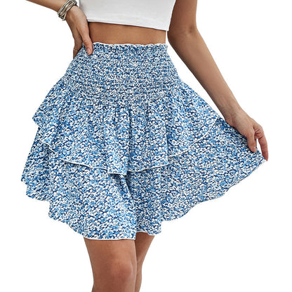 Damen Volantrock Floralmuster Elastischer Bund Eveloria