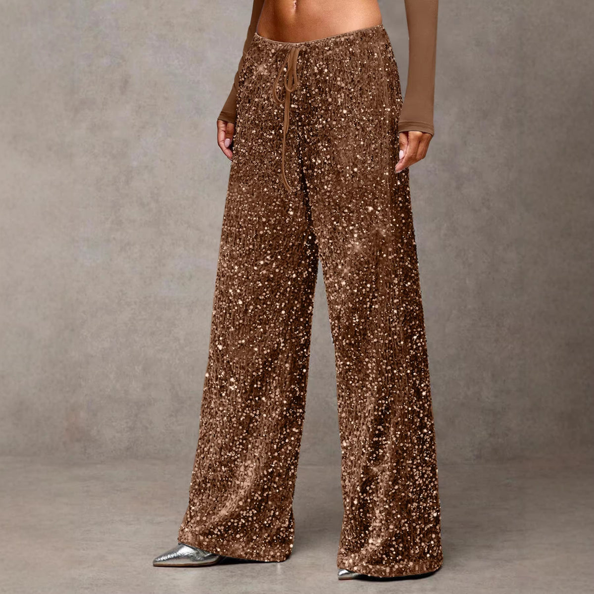 Damen Palazzohose Paillettenbesatz Eveloria