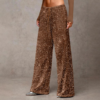 Damen Palazzohose Paillettenbesatz Eveloria